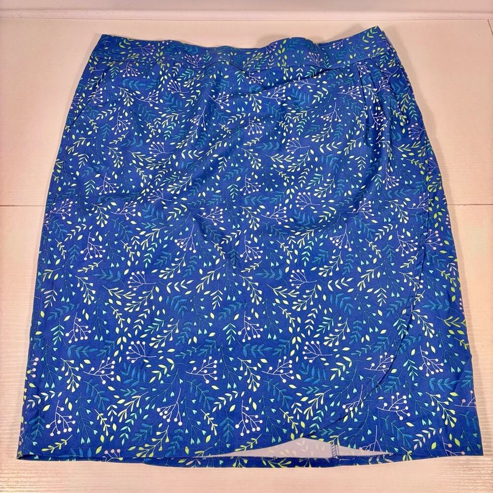 Ripskirt Blue Leaf Print Pencil Wrap Skirt Size XXL 1349